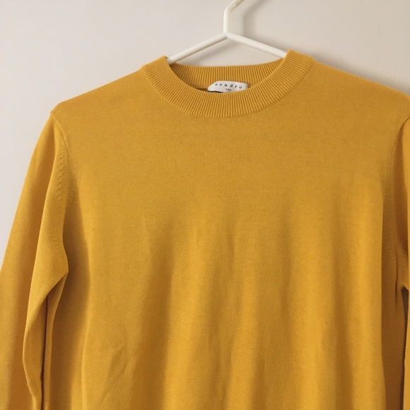 SANDRO Marigold Yellow Cotton + Silk Sweater XS - Picture 3 of 6